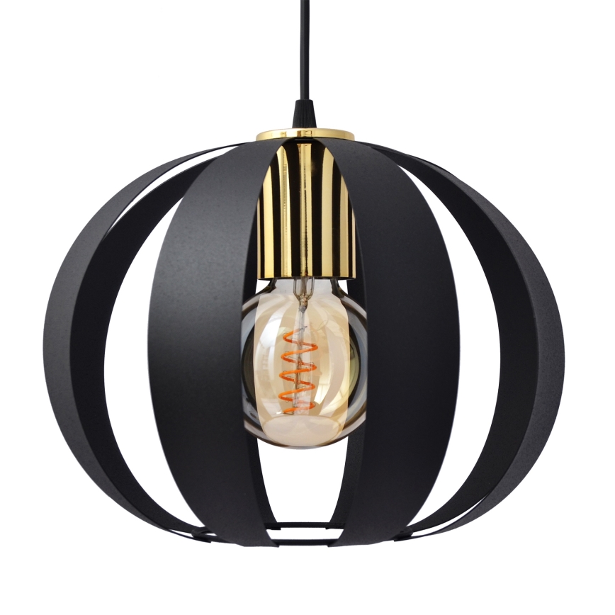 Lámpara colgante NEWTON 2xE27/15W/230V negro/dorado