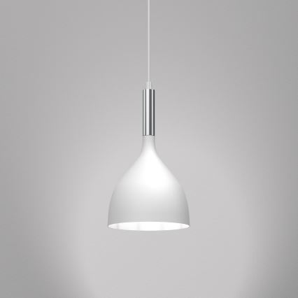 Lámpara colgante NOAK 1xE27/15W/230V blanco/cromo brillante