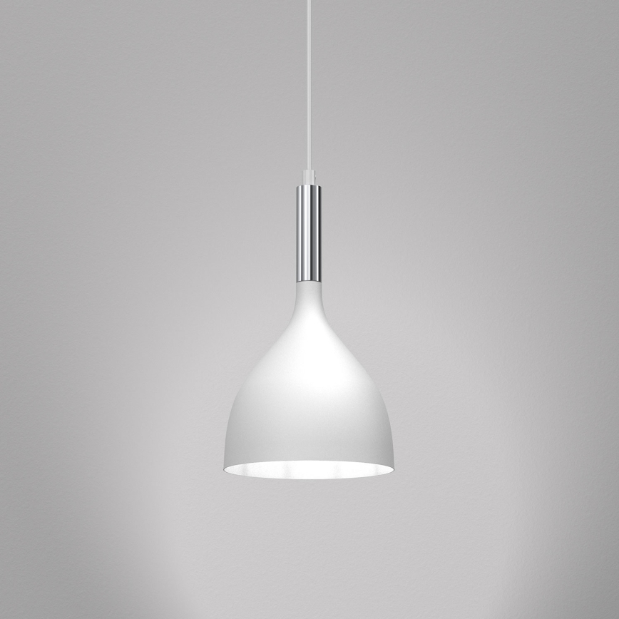 Lámpara colgante NOAK 1xE27/15W/230V blanco/cromo brillante