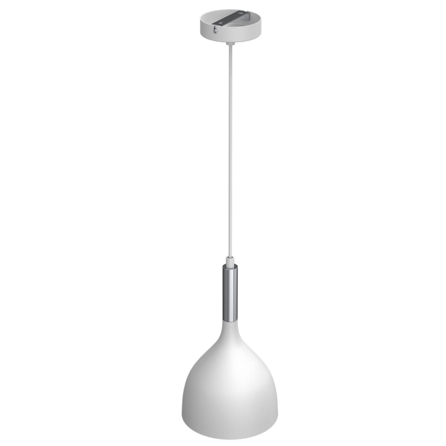 Lámpara colgante NOAK 1xE27/15W/230V blanco/cromo brillante
