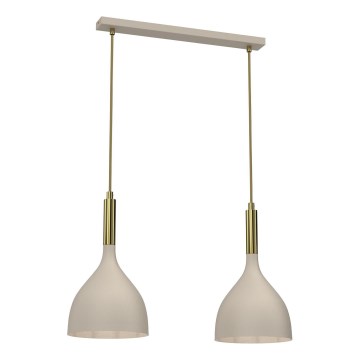 Lámpara colgante NOAK 2xE27/15W/230V beige/dorado