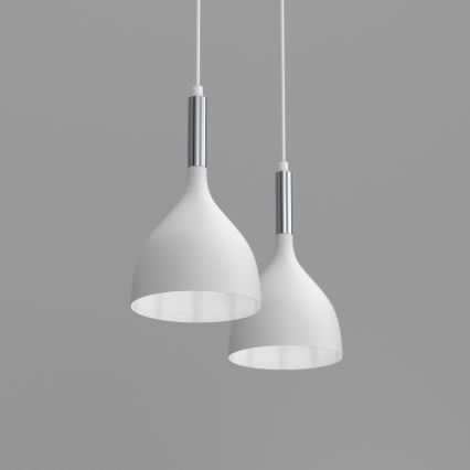 Lámpara colgante NOAK 2xE27/15W/230V blanco/cromo brillante