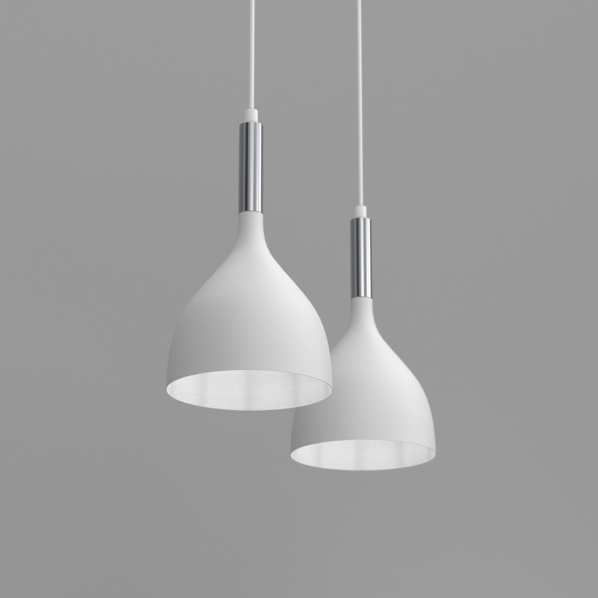 Lámpara colgante NOAK 2xE27/15W/230V blanco/cromo brillante