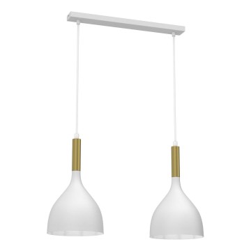 Lámpara colgante NOAK 2xE27/15W/230V blanco/dorado