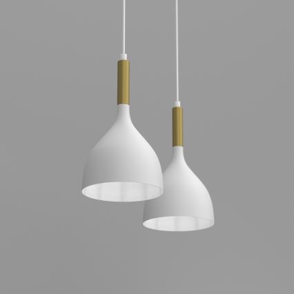 Lámpara colgante NOAK 2xE27/15W/230V blanco/dorado