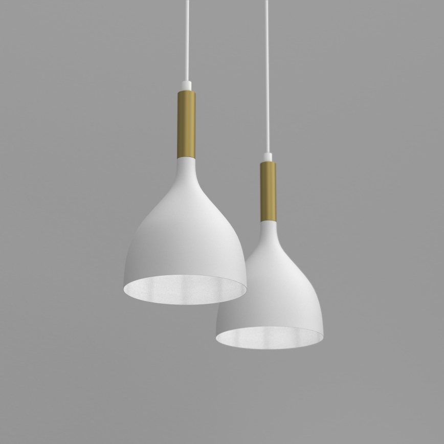 Lámpara colgante NOAK 2xE27/15W/230V blanco/dorado