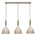 Lámpara colgante NOAK 3xE27/15W/230V beige/dorado