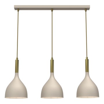 Lámpara colgante NOAK 3xE27/15W/230V beige/dorado