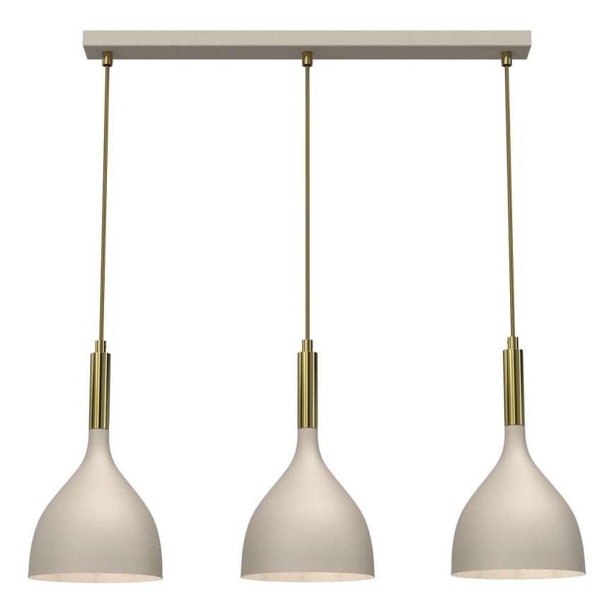 Lámpara colgante NOAK 3xE27/15W/230V beige/dorado