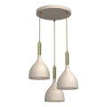Lámpara colgante NOAK 3xE27/15W/230V beige/dorado