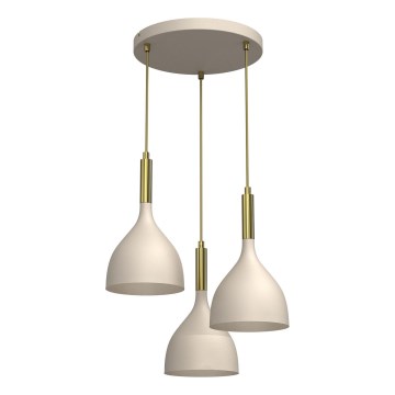 Lámpara colgante NOAK 3xE27/15W/230V beige/dorado