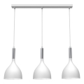 Lámpara colgante NOAK 3xE27/15W/230V blanco/cromo brillante