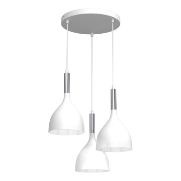 Lámpara colgante NOAK 3xE27/15W/230V blanco/cromo brillante