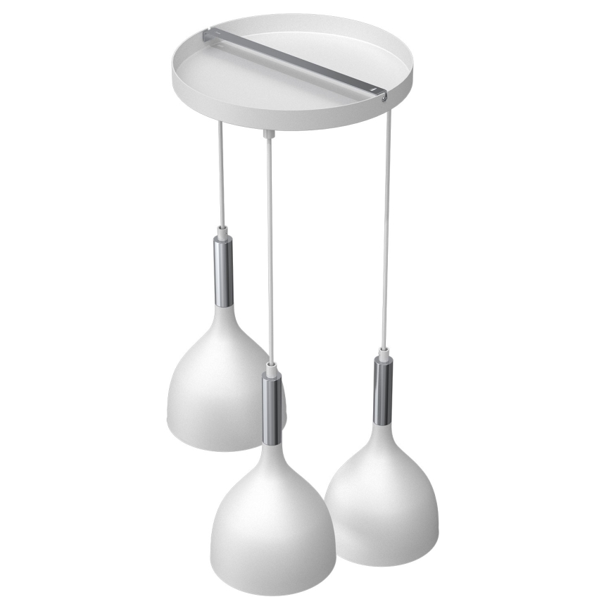 Lámpara colgante NOAK 3xE27/15W/230V blanco/cromo brillante