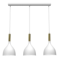 Lámpara colgante NOAK 3xE27/15W/230V blanco/dorado