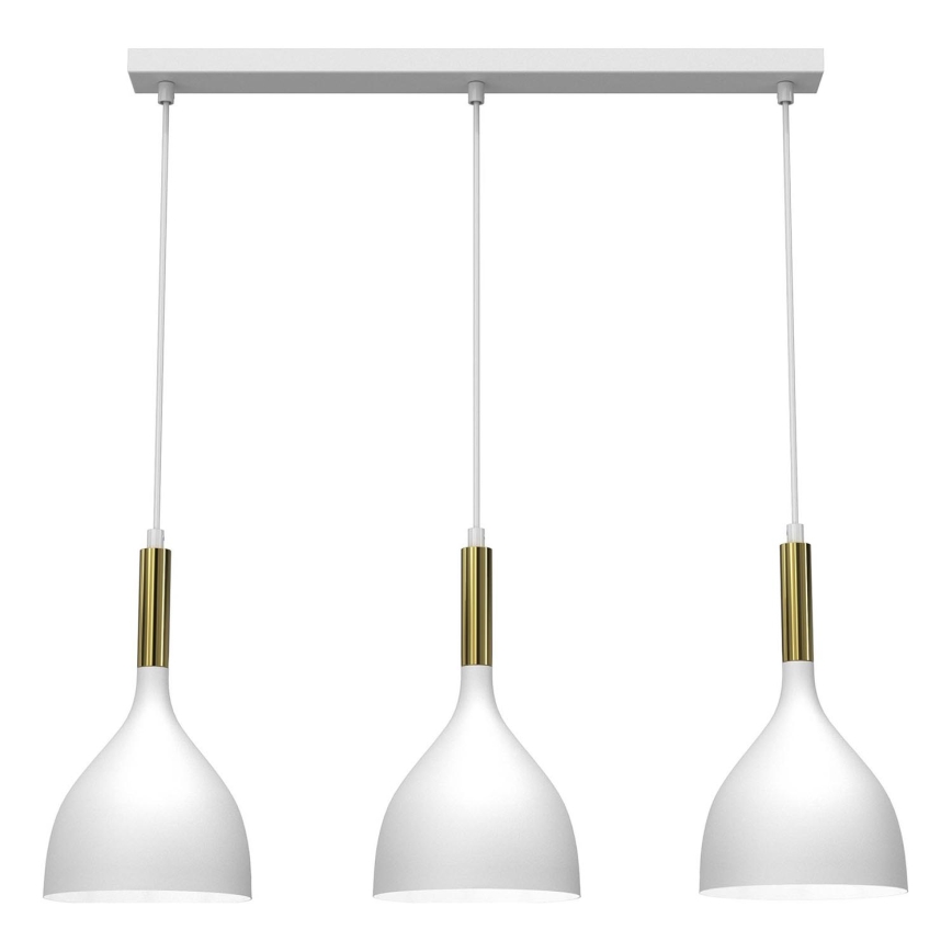Lámpara colgante NOAK 3xE27/15W/230V blanco/dorado