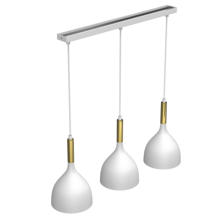 Lámpara colgante NOAK 3xE27/15W/230V blanco/dorado