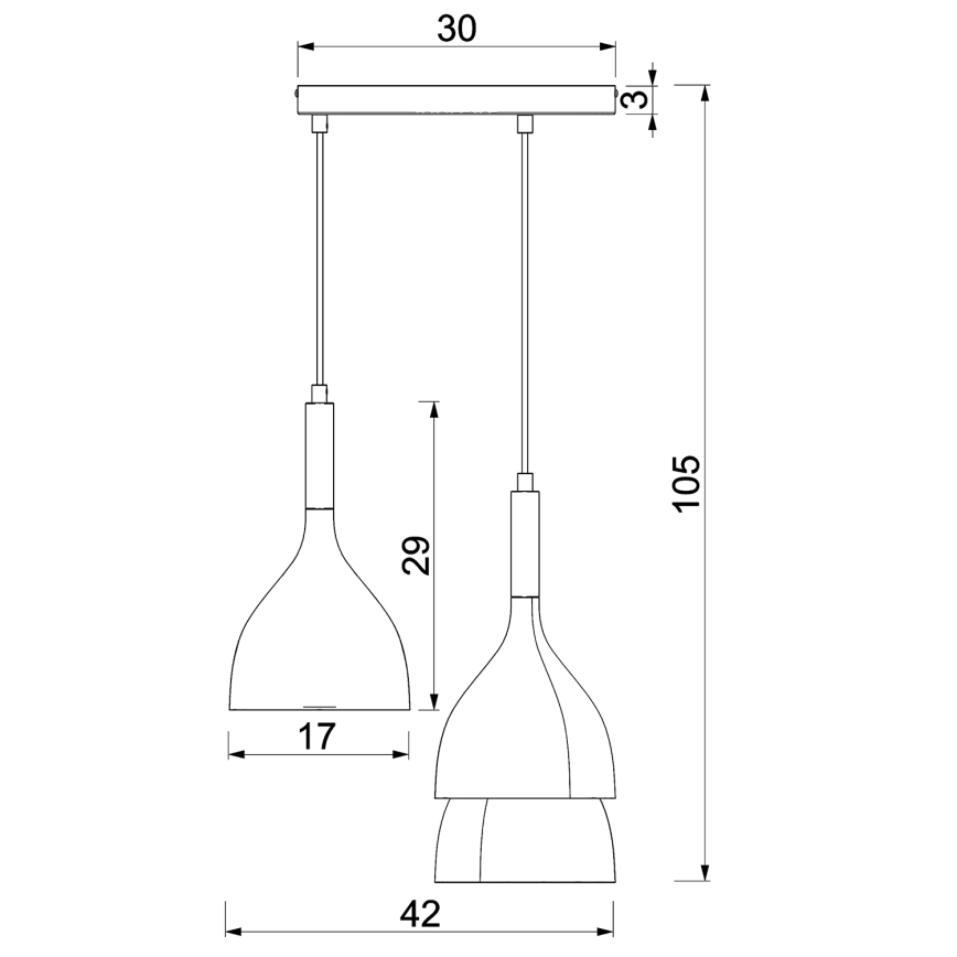 Lámpara colgante NOAK 3xE27/15W/230V latón/dorado