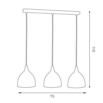 Lámpara colgante NOAK 3xE27/60W/230V