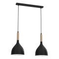 Lámpara colgante NOAK WOOD 2xE27/15W/230V negro/haya