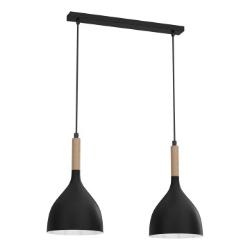 Lámpara colgante NOAK WOOD 2xE27/15W/230V negro/haya