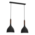 Lámpara colgante NOAK WOOD 2xE27/15W/230V negro/haya