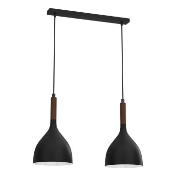 Lámpara colgante NOAK WOOD 2xE27/15W/230V negro/haya