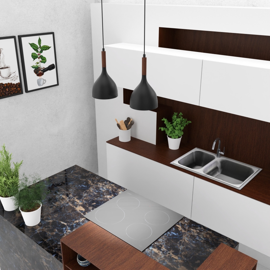 Lámpara colgante NOAK WOOD 2xE27/15W/230V negro/haya