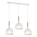 Lámpara colgante NOAK WOOD 3xE27/15W/230V blanco/haya