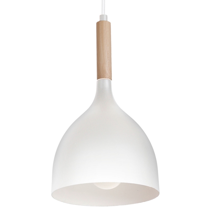 Lámpara colgante NOAK WOOD 3xE27/15W/230V blanco/haya