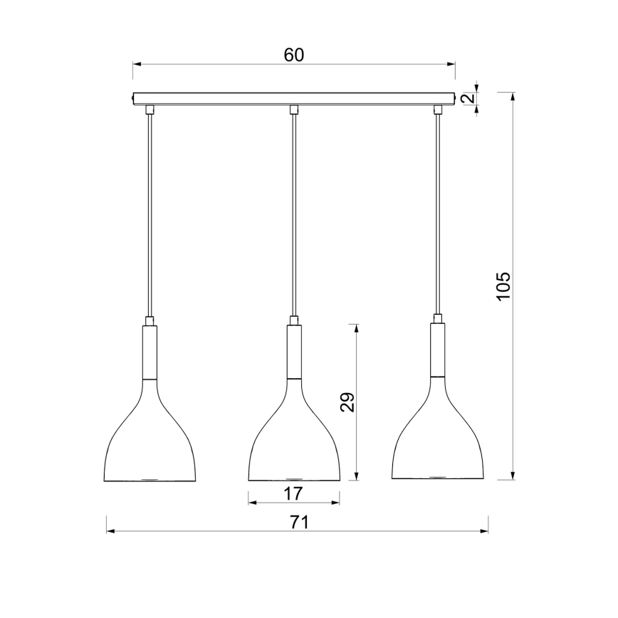 Lámpara colgante NOAK WOOD 3xE27/15W/230V blanco/haya