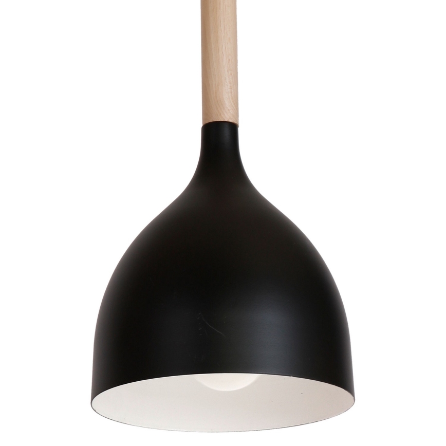 Lámpara colgante NOAK WOOD 3xE27/15W/230V negro/haya