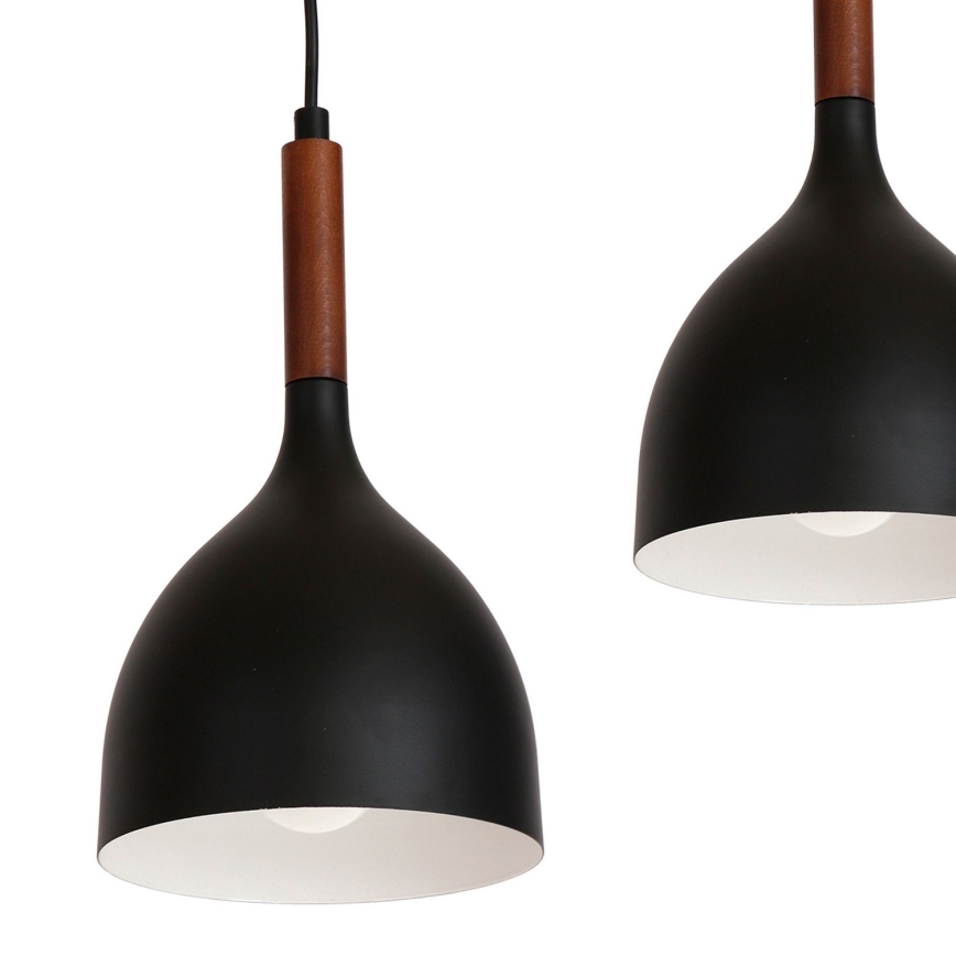 Lámpara colgante NOAK WOOD 3xE27/15W/230V negro/haya