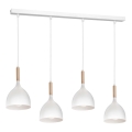 Lámpara colgante NOAK WOOD 4xE27/60W/230V blanco/madera