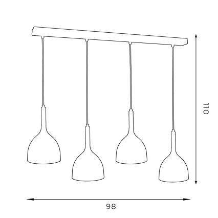 Lámpara colgante NOAK WOOD 4xE27/60W/230V