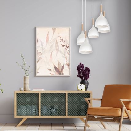 Lámpara colgante NOAK WOOD 5xE27/15W/230V blanco/haya
