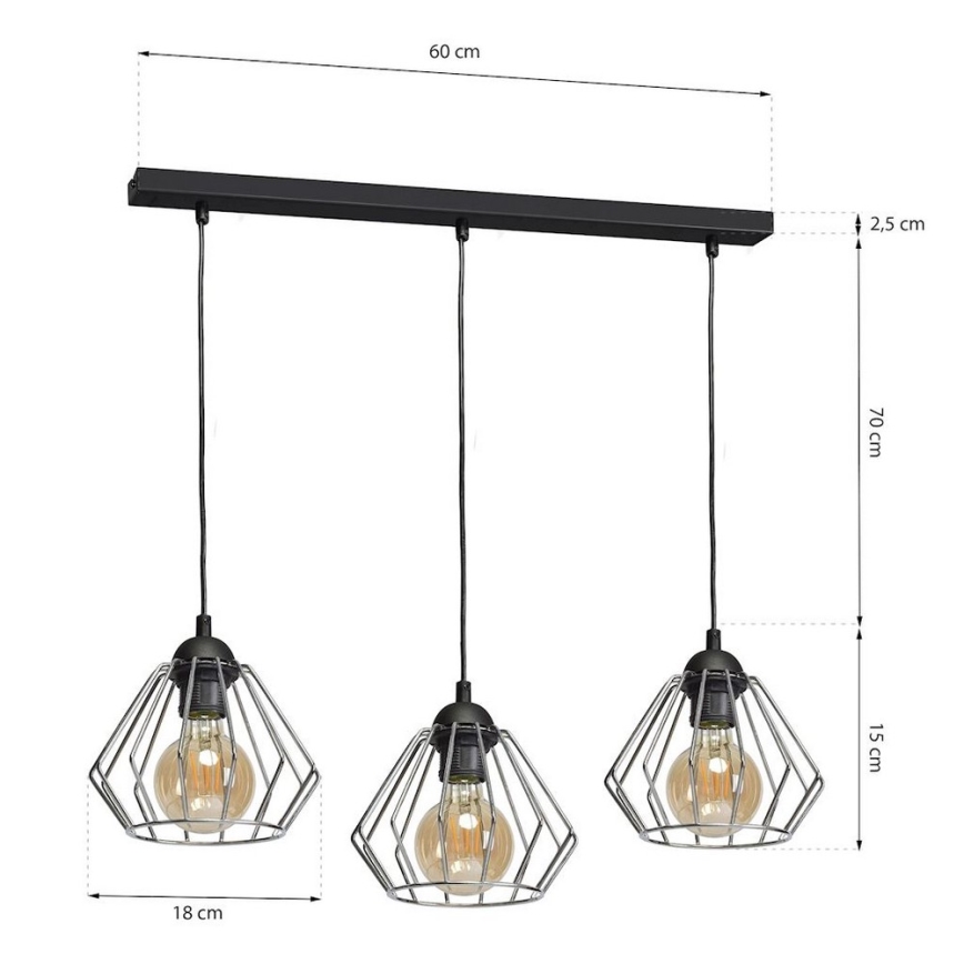 Lámpara colgante NORMAN 1xE27/60W/230V