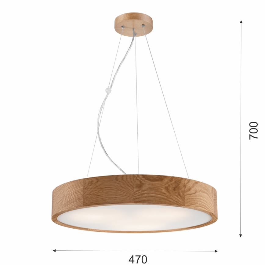 Lámpara colgante OAK 3xE27/60W/230V roble ø 47,5 cm - FSC Certificado