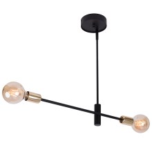Lámpara colgante ONYX 2xE27/60W/230V negro/dorado