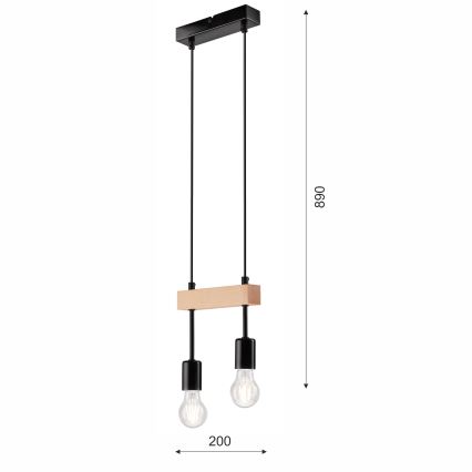 Lámpara colgante ORAZIO 2xE27/60W/230V haya - FSC Certificado