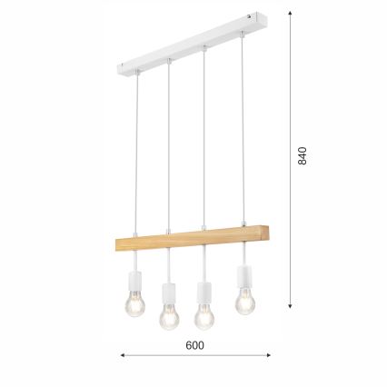 Lámpara colgante ORAZIO 4xE27/60W/230V haya - FSC Certificado