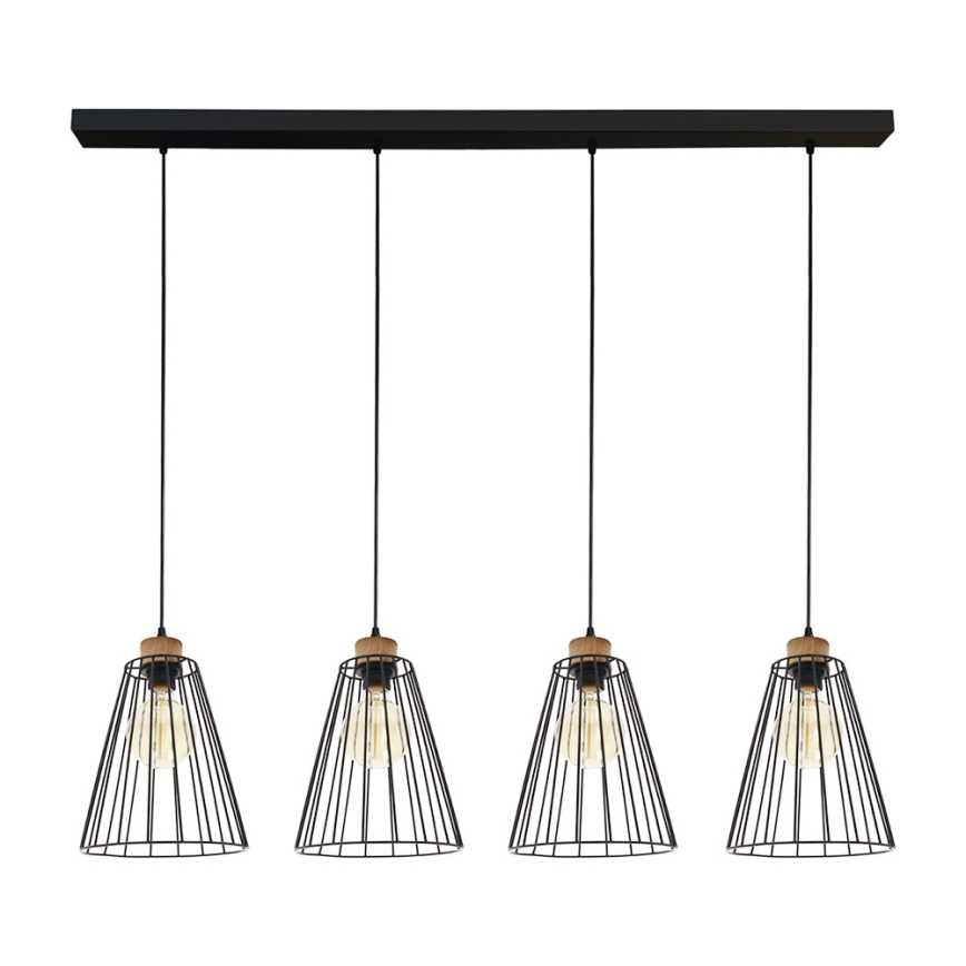 Lámpara colgante ORAZIO 4xE27/60W/230V roble