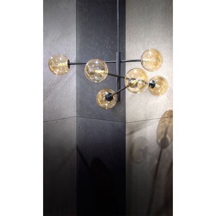 Lámpara colgante ORO 6xG9/12W/230V negro/dorado