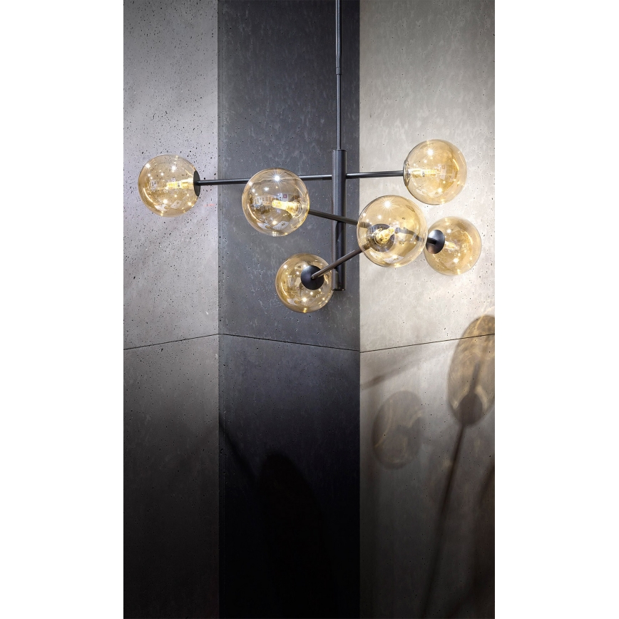 Lámpara colgante ORO 6xG9/12W/230V negro/dorado