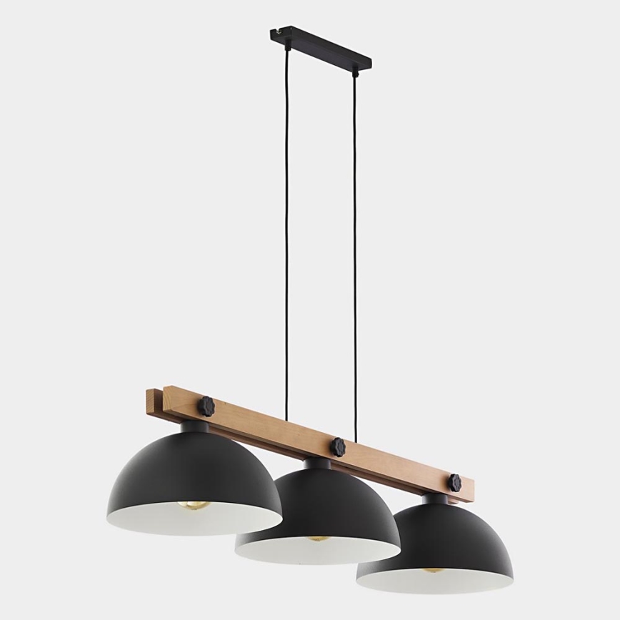 Lámpara colgante OSLO 3xE27/60W/230V negro/madera