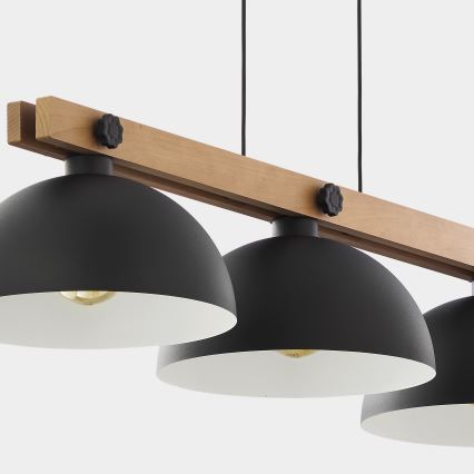 Lámpara colgante OSLO 3xE27/60W/230V negro/madera