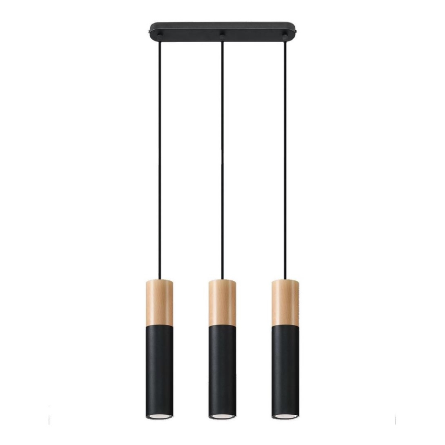 Lámpara colgante PABLO 3xGU10/40W/230V negro/haya