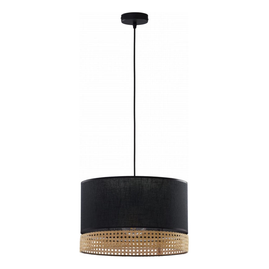 Lámpara colgante PAGLIA 1xE27/15W/230V negro/ratán