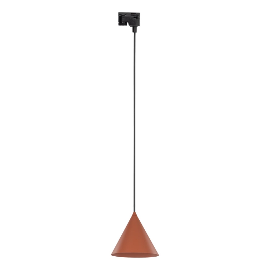 Lámpara colgante para sistema de raíles monofásico CONO 1xE27/15W/230V negro/color ladrillo