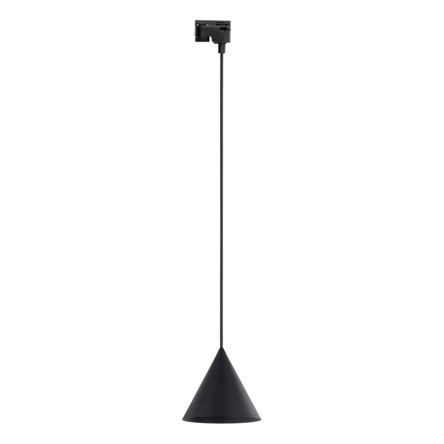Lámpara colgante para sistema de raíles monofásico CONO 1xE27/15W/230V negro